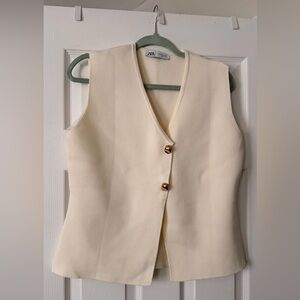 Zara Ivory Button-Front Waistcoat